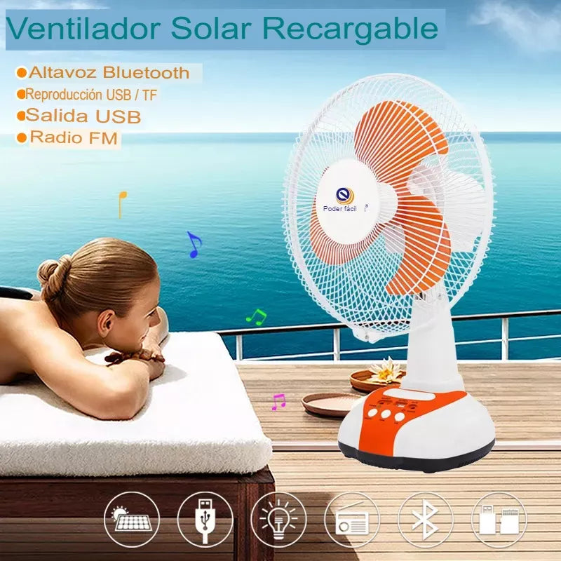 Ventilador Solar Portatil Carga Panel Recargable Ampolletas – Adkar