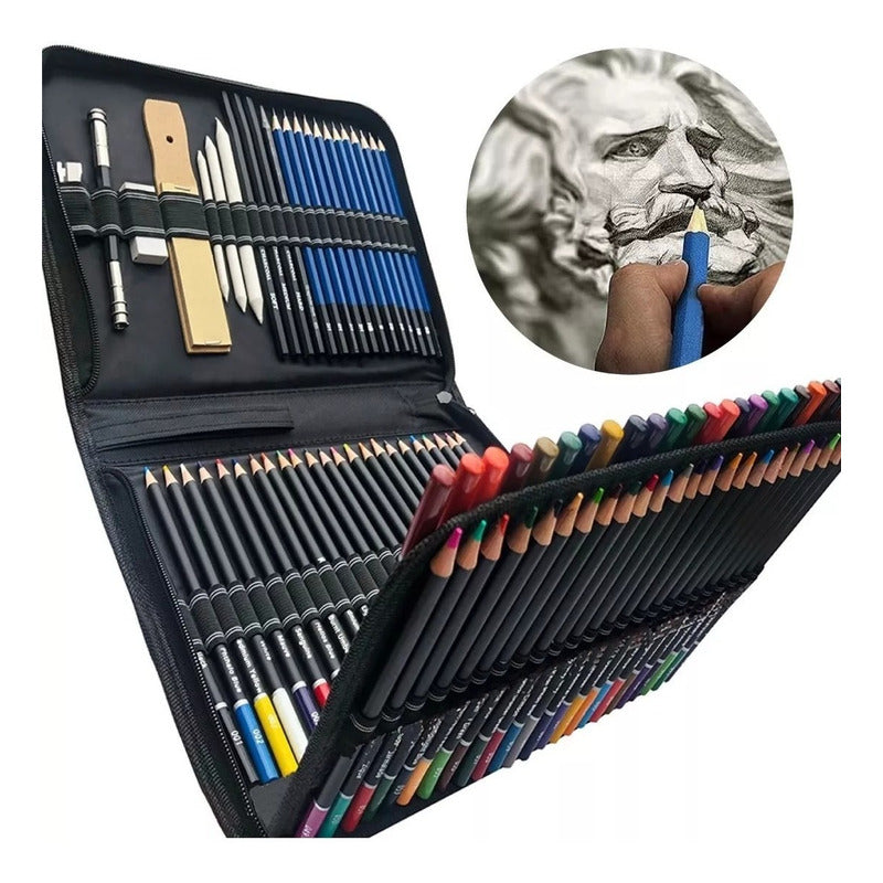 Estuche de lápices de colores para dibujo profesional, Set de 96